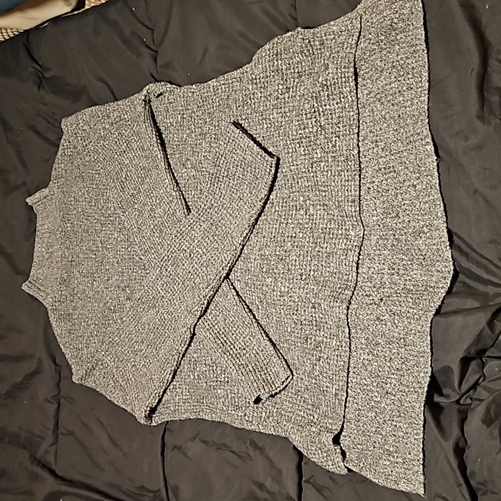 Mock Neck Oversized Gray Tunic Sweater Size M